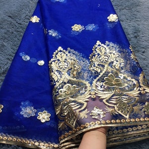 Franse Net Royal blauwe Pailletten Kant Stoffen, Hoge Kwaliteit Afrikaanse Tule Kant Stoffen Pailletten Bruiloft Nigeria kant gratis verzending 5yards