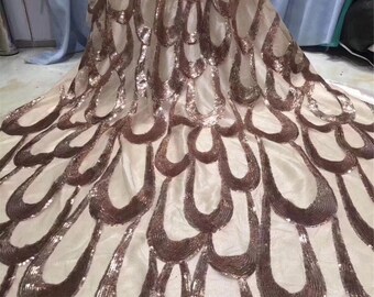 5 yards sequins lace fabric with embroidered, Nigerian Lace Fabrics Superior 2022 High Quality French Tulle Lace Fabric for Women M2848