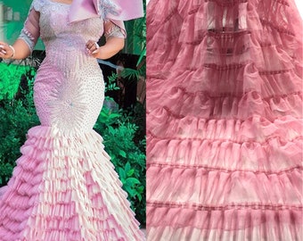 Dusty pink 3D lace fabric, Lace fabric african 5 yds, bridal 3D lace fabric, Bridal Lace Embroidery african lace fabric VM3488 free shipping