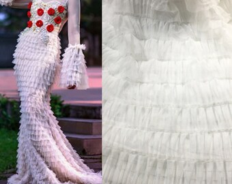 14 Layers white 3d lace fabric for bridal/ big party/ 5yards african lace fabric, Superior Quality French Tulle Lace Fabric for Women M3488
