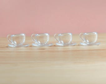 Miniature Plastic Tea Cup Set: Dollhouse Kitchen Crafts