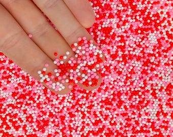 Peppermint Pink Valentine Mix Fake Candy Microbeads for Miniature Dollhouse Food Decorating