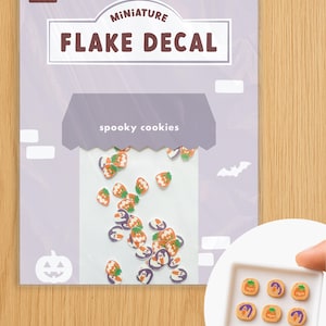 Miniature Halloween Cookie Decals 1:12 Scale for DIY Dollhouse Crafts, Polymer Clay Food Art