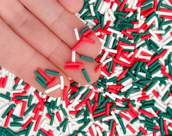 Christmas Mix Polymer Clay Fake Sprinkles for Miniature Dollhouse Candy Cake Decoration