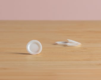 Set of 8 Micro Miniature Side Plate, Banchan Dish in White Plastic for Dollhouse, Polymer Clay Food, Resin Crafts 1:12 Scale