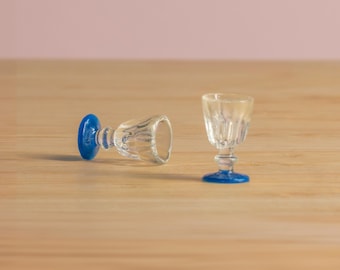 Miniature Blue Wine Cups: Dollhouse Kitchen Drinkware