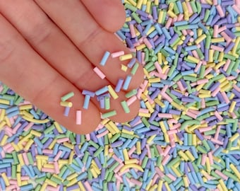Pastel Rainbow Mix Polymer Clay Fake Sprinkles for Miniature Dollhouse Candy Cake Decoration