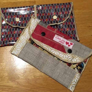 etui à carte, petit porte monnaie, portefeuille en tissu enduit