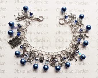 Blue pearl Brothers Grimm hand made fairytale charm bracelet