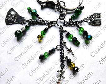 FRANKENSTEIN black & green hand made original bag charm / key chain