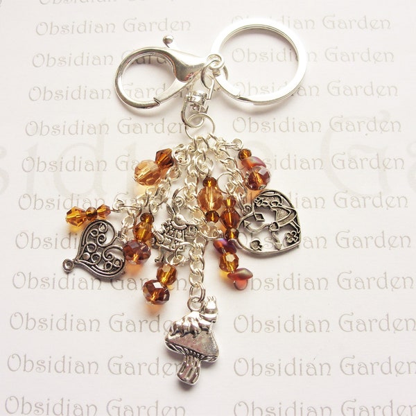 Copper Alice in Wonderland bag charm/keyring