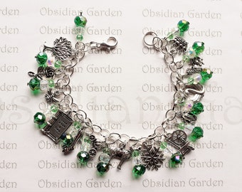 Green Brothers Grimm hand made fairytale charm bracelet