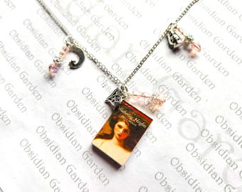 Wuthering Heights mini book and charm necklace - pink