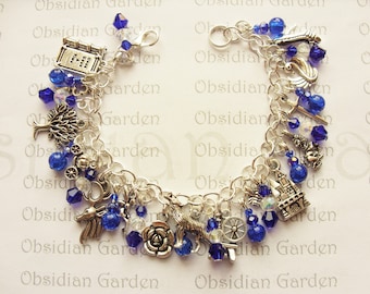 Dark blue Brothers Grimm hand made fairytale charm bracelet