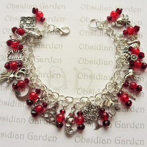 DELILAH...Myths & Legends hand made original charm bracelet - red