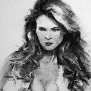 Original charcoal sketch. Portrait of a beauty. Minimalist drawing with charcoal. unique gift. art wall decor