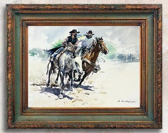 Original painting, Watercolor painting, Horse painting Western art Cowboy art Original artwork Unique gift Gallery Wall decor Watercolor art