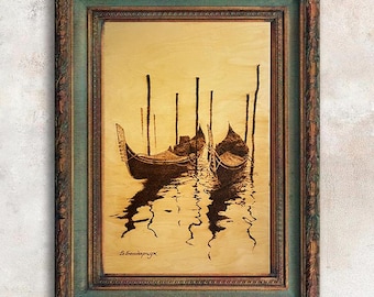 Original artwork Wood art anniversary gift Wooden wall art commission soulmate drawing Original painting interior design gallery wall