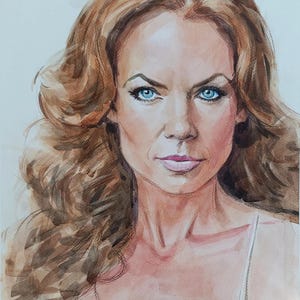 Original one of a kind drawing watercolor sketch art. Beautiful half naked portrait of a girl. Unique Minimalist watercolor wall art decor.
