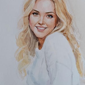 Portrait à l'aquarelle unique d'une belle fille. Art mural illustration minimaliste unique en son genre. Aquarelle moderne en cadeau.