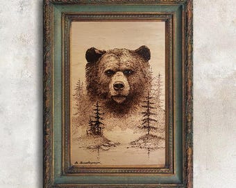 Original Painting. Wood Burning Art. Unique gift gallery wall decor. Art for sale for sale for interior design
