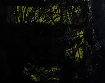 Original minimalistisches abstraktes Gemälde: Mixed Media Gallery Wall Art