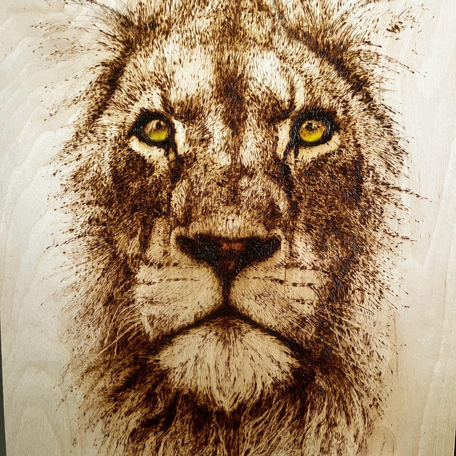 Wood Burning Drawings Original Pyrography Lion Wood Burning Art