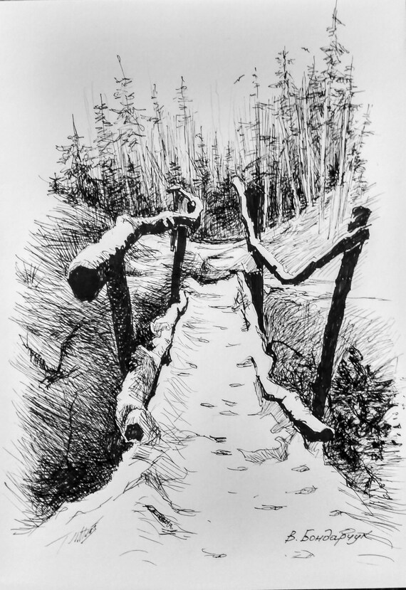 Fairy Winter Forest Wooden Bridge Original Author S Etsy