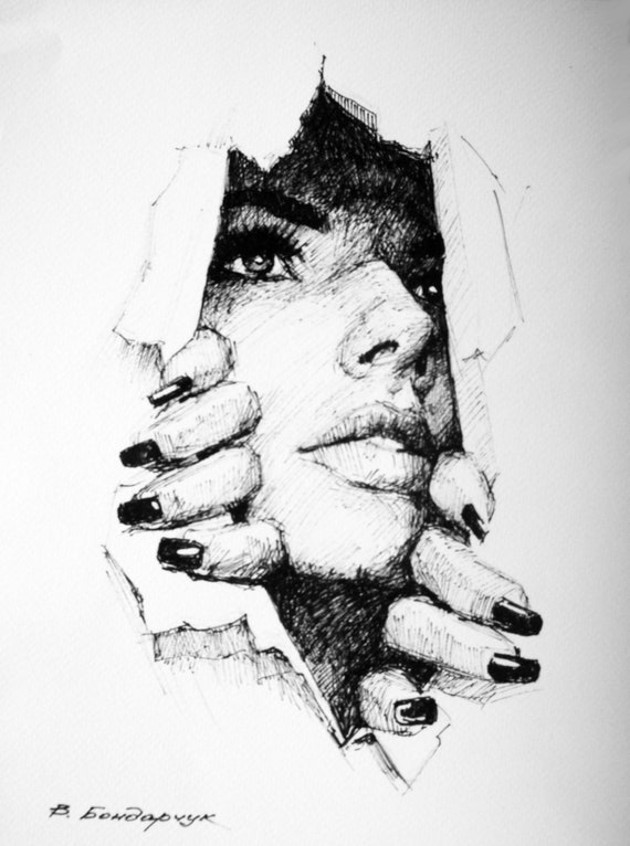 Girl portrait drawing deals