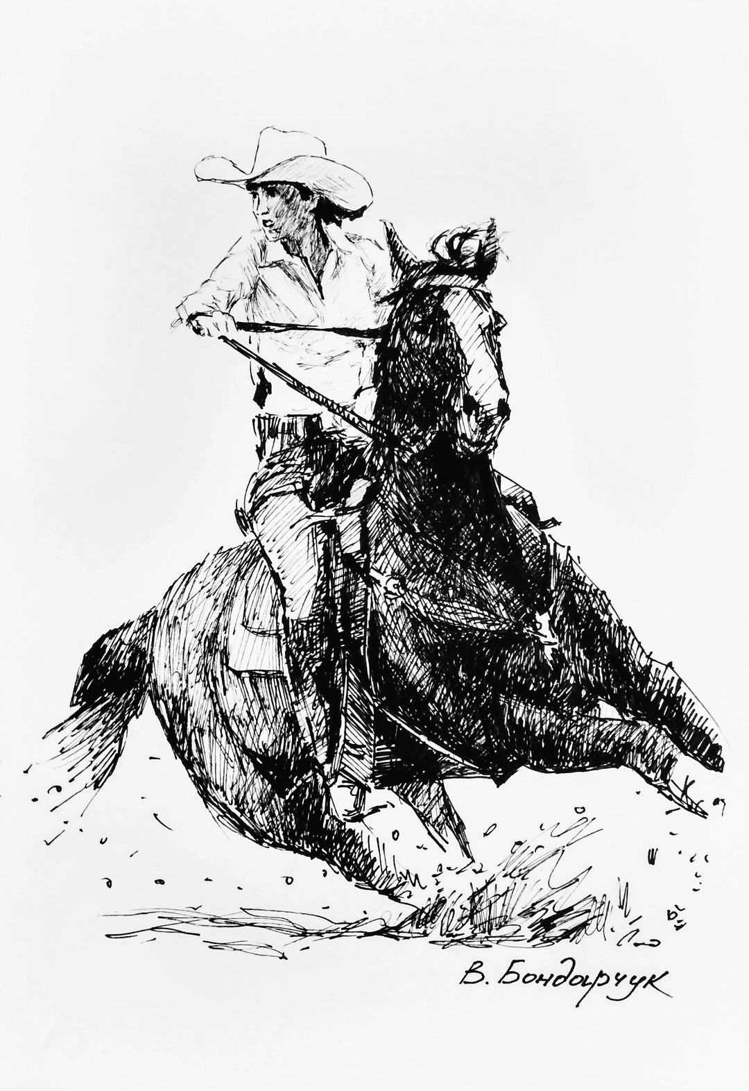 Original Drawing With Marker. Texas Cowboys. Rodeo. Sketch - Etsy