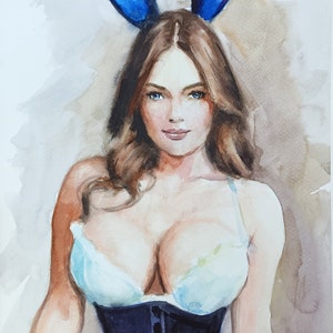 Watercolor portrait of a girl. Minimalistic illustration for a gift. A painting for the wall