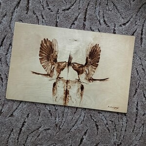 Original Painting. Birds. Unique Pyrography Wood Artwork - Etsy