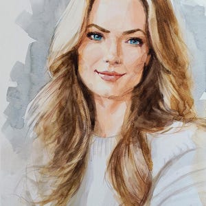 Portrait à l'aquarelle unique d'une belle fille. Art mural illustration minimaliste unique en son genre. Aquarelle moderne en cadeau.