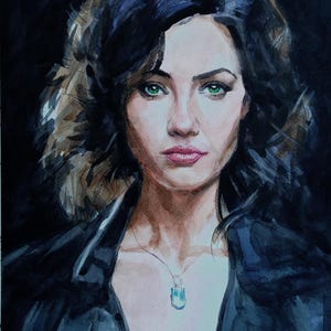 Portrait à l'aquarelle unique d'une belle fille. Art mural illustration minimaliste unique en son genre. Aquarelle moderne en cadeau.