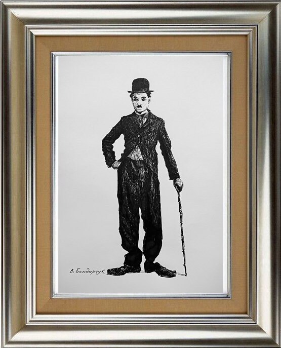 Unique Black Marker Portrait of Charlie Chaplin Minimalist Wall Art ...