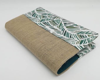 Book Cover - Green Leaves Reusable Book Protector - Personalize with your books measurements