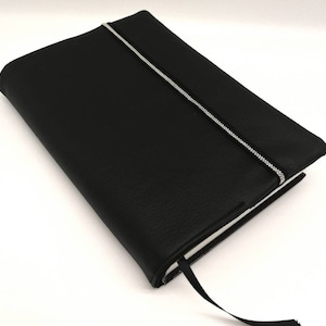 Black leather (imitation) Book Cover - Reusable Book Protector