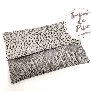 Corbeta de cuero de serpiente gris imitación Wallet