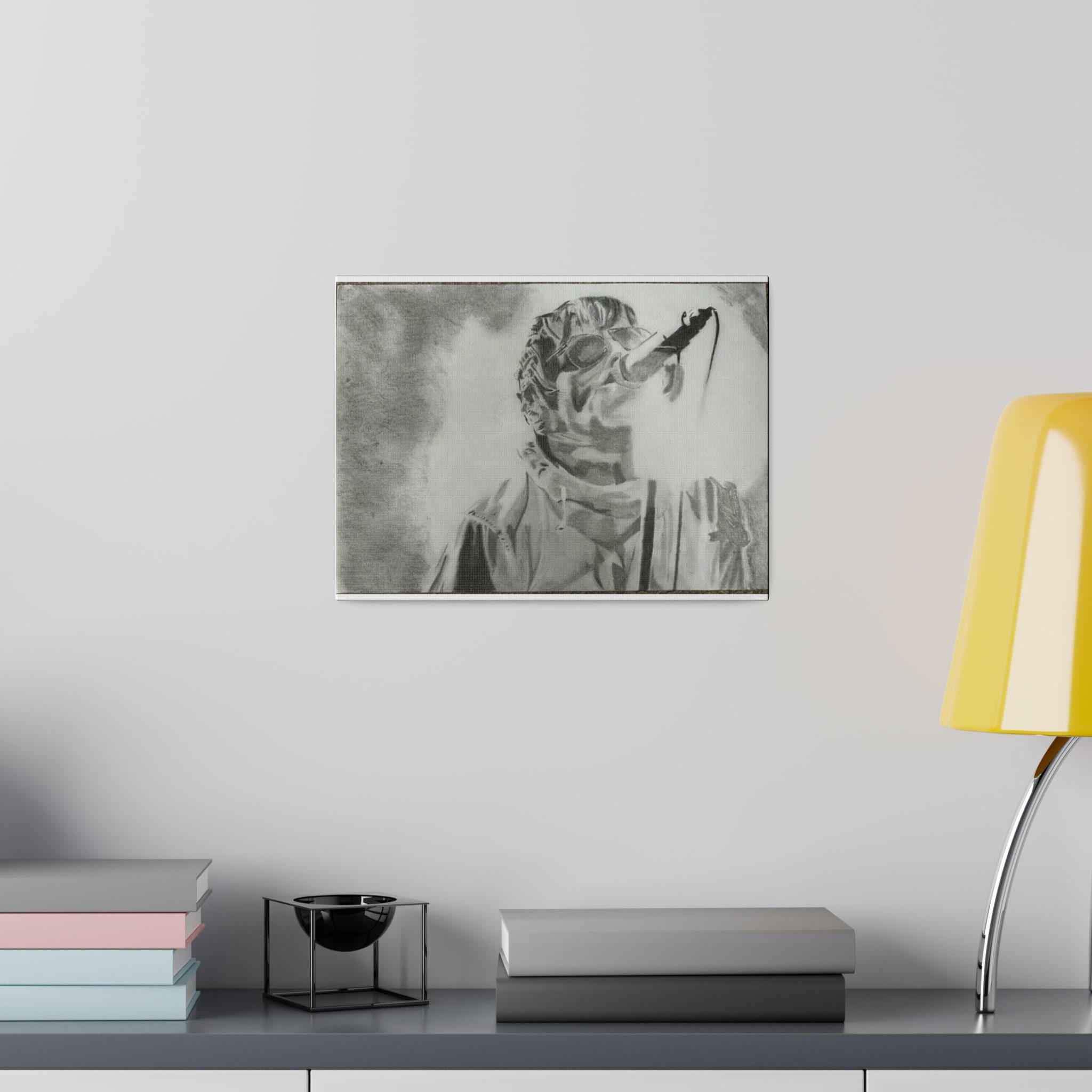 Tableau Pop Art Liam Gallagher Oasis - Toile Encadrée - Impression Giclée - Fait Main