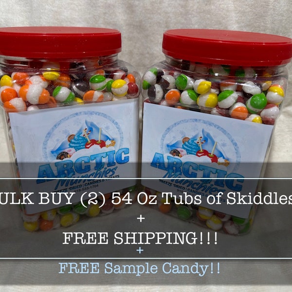 Freeze Dried Skiddles| (2) 54 oz Tubs | FREE SHIPPING |Freeze Dried Candy| Gluten Free|Space Candy | Free mystery Sample| cheap skiddles