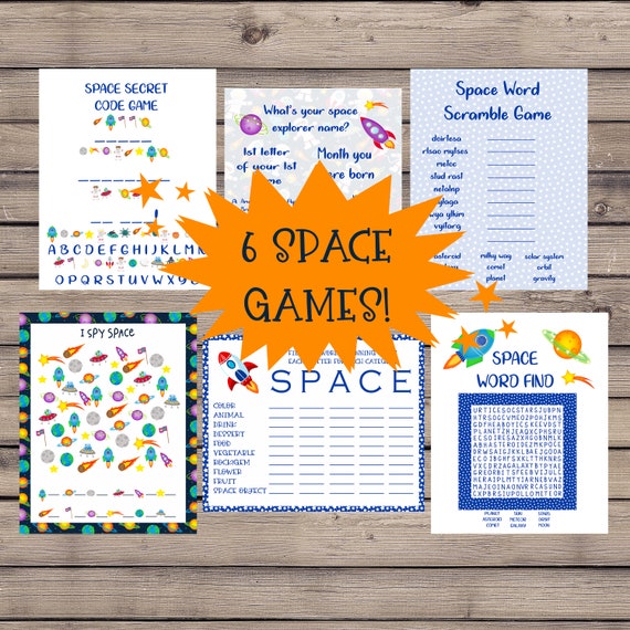 Space Game Bundle Space Party Game Digital Download Instant Etsy