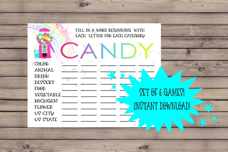 Candy Party Games Candy Birthday Party Game Bundle Digital Etsy