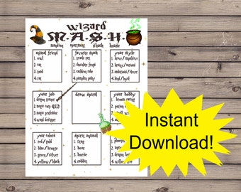 Wizard Game, Printable Wizard Game, Wizard Party Game, Wizard Mash Game, Printable Wizard Game, Wizard Birthday Party Game, Instant Download