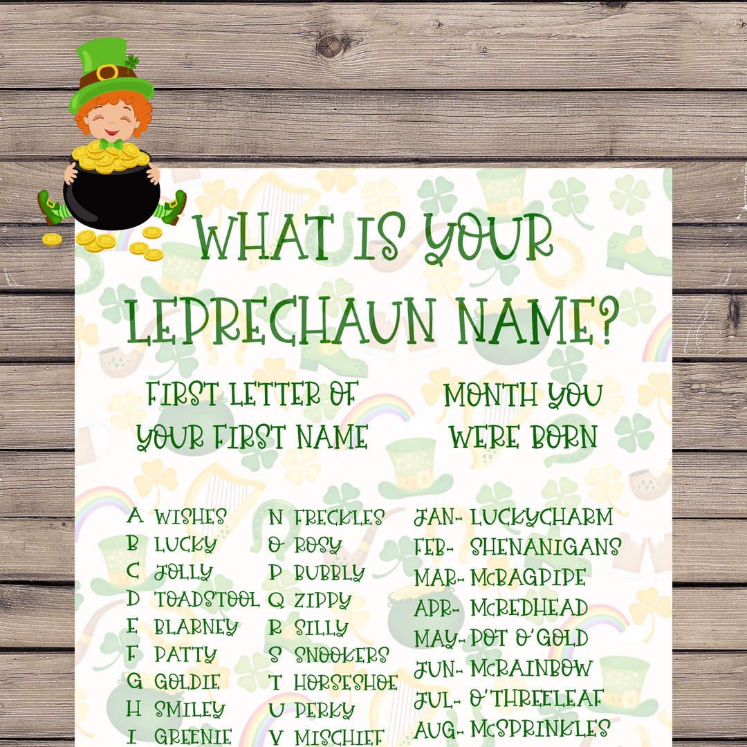 Leprechaun Name Game Printable St. Patrick's Games for