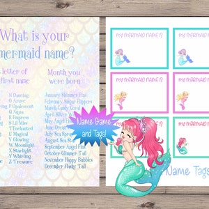 Mermaid Name Game, Mermaid Game, Mermaid Party Game, Mermaid Birthday Party Game, What is Your Mermaid Name, Instant Download, Digital