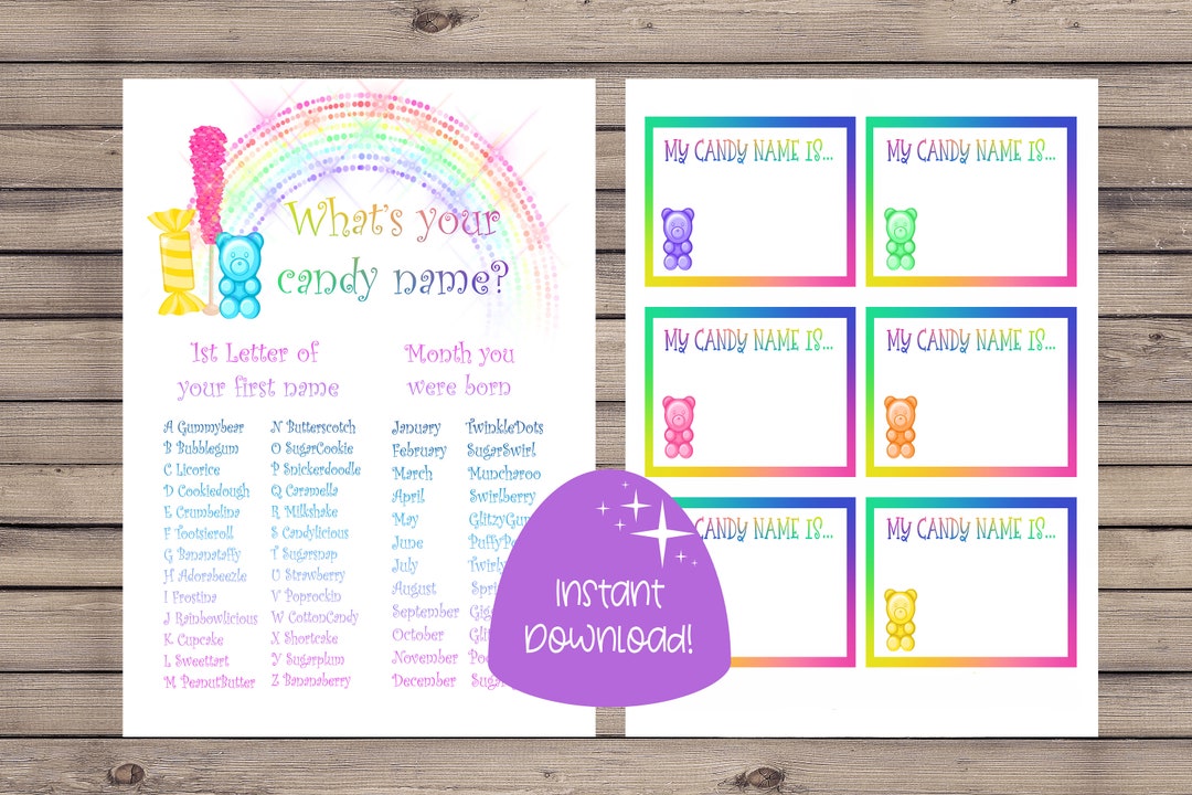 Candy Name Game, Candy Game, Candy Party Game, Candy Birthday Party