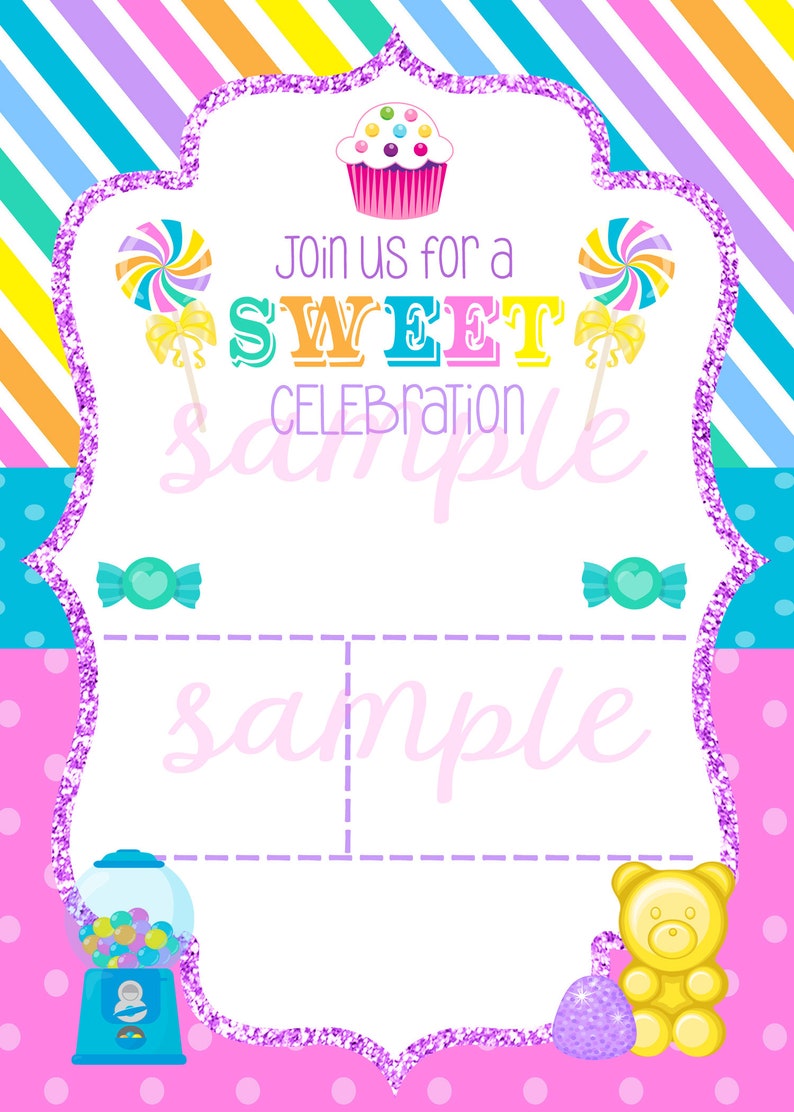 Candy Invitation Candy Theme Birthday Invite Digital | Etsy