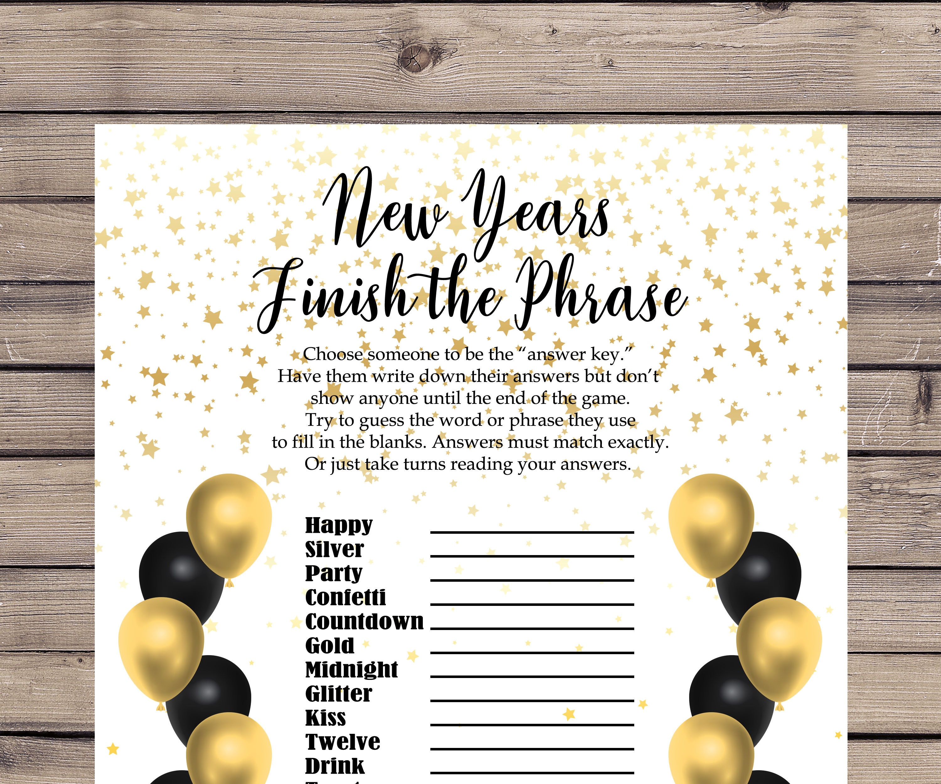 New Years Printable Games, New Years Games for Kids, Instant Download ...