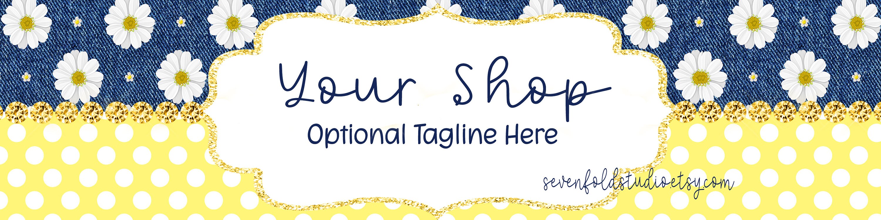 Daisy Shop Banner, Daisy Shop Set, Country Shop Set, Yellow Shop Set