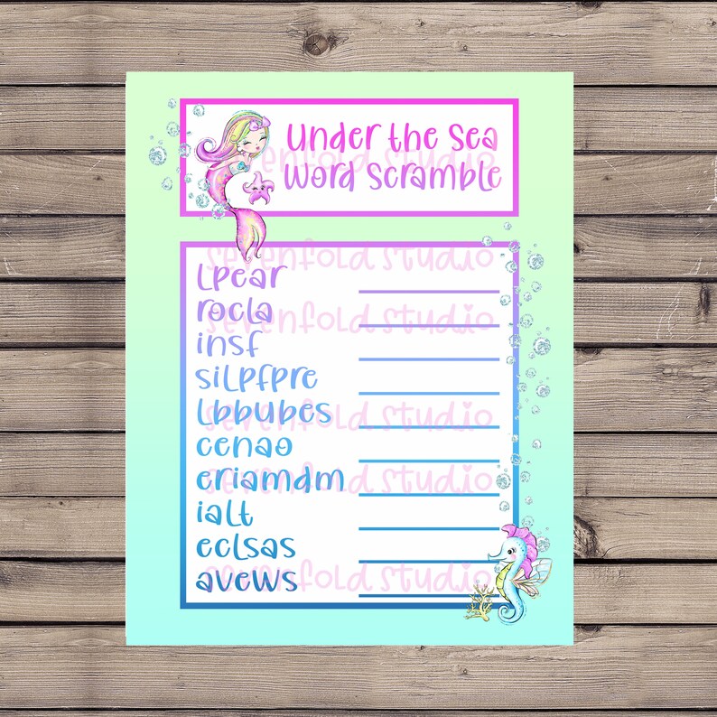 Printable Mermaid Games, Printable Party Games, Mermaid Game Bundle ...